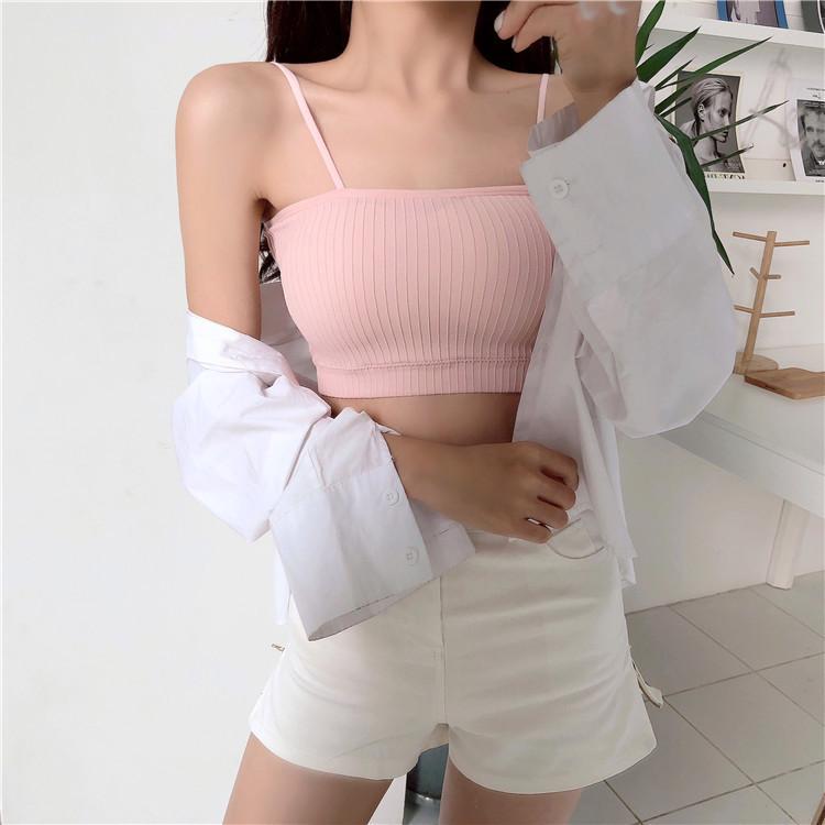 Áo Ngực Áo Yếm, Kiểu Trễ Vai Mùa Hè, Gợi Cảm Và Hở Lưng, Không Dây, Thích Hợp Cho Bé Gái Và Học Sinh, Áo Ống Lớp Ngoài, Áo Vest Nữ Áo lót nữ, Áo ngực bra gân tăm không gọng nâng ngực siêu đẹp Top Women Umi Denim 6