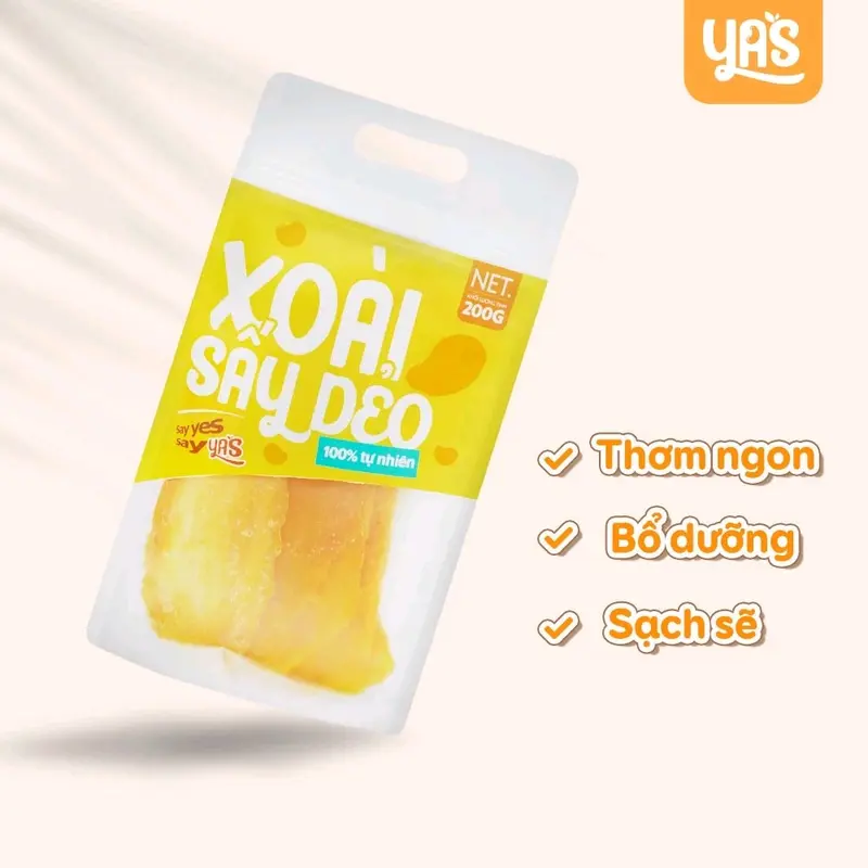 Xoài sấy dẻo chua ngọt YAS túi 200g nguyên miếng chất lượng dùng làm đồ ăn vặt, quà biếu Snack Food 2