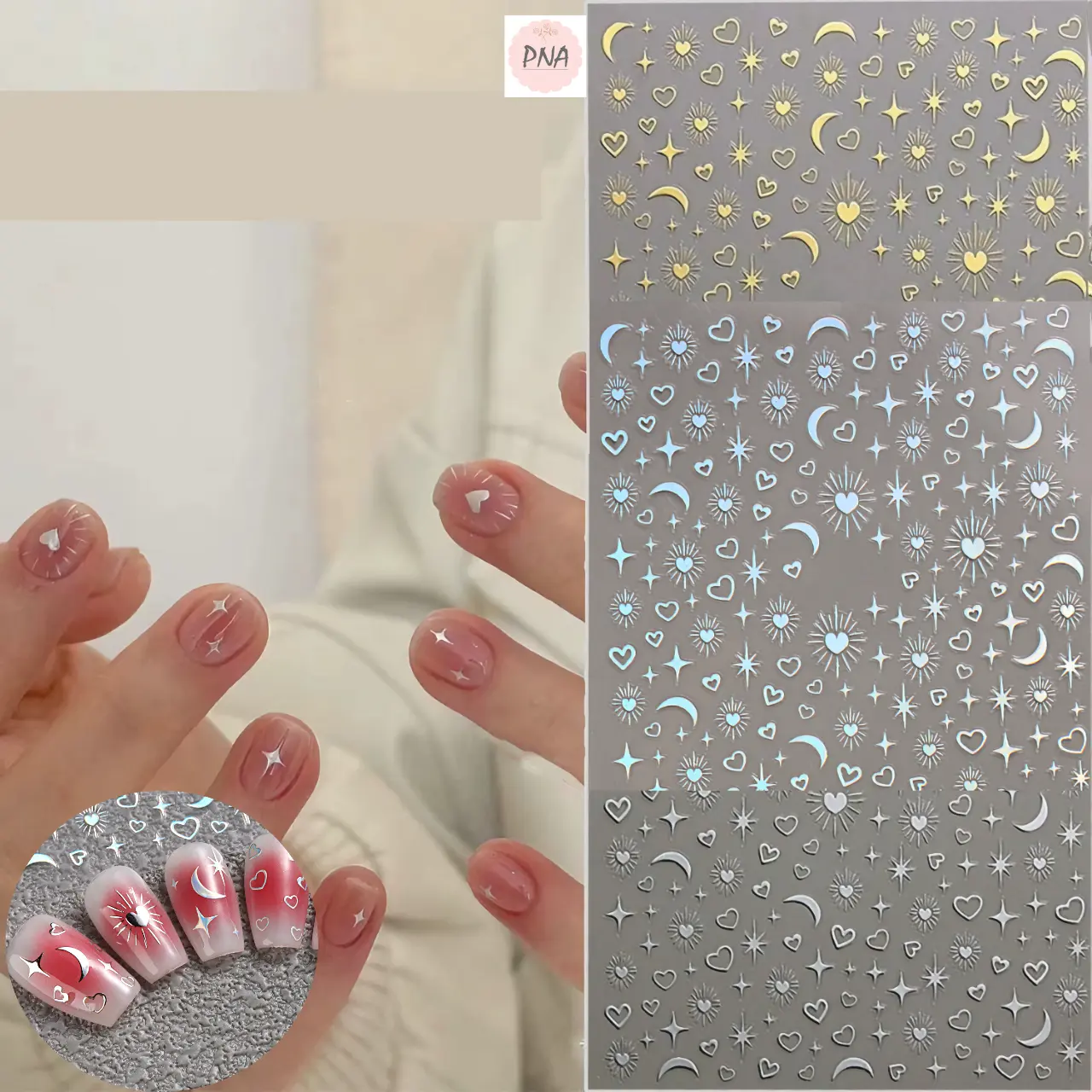 Sticker Miếng Dán Móng Lấp Lánh Blink - Tấm Dán Trang Trí Móng dụ ng