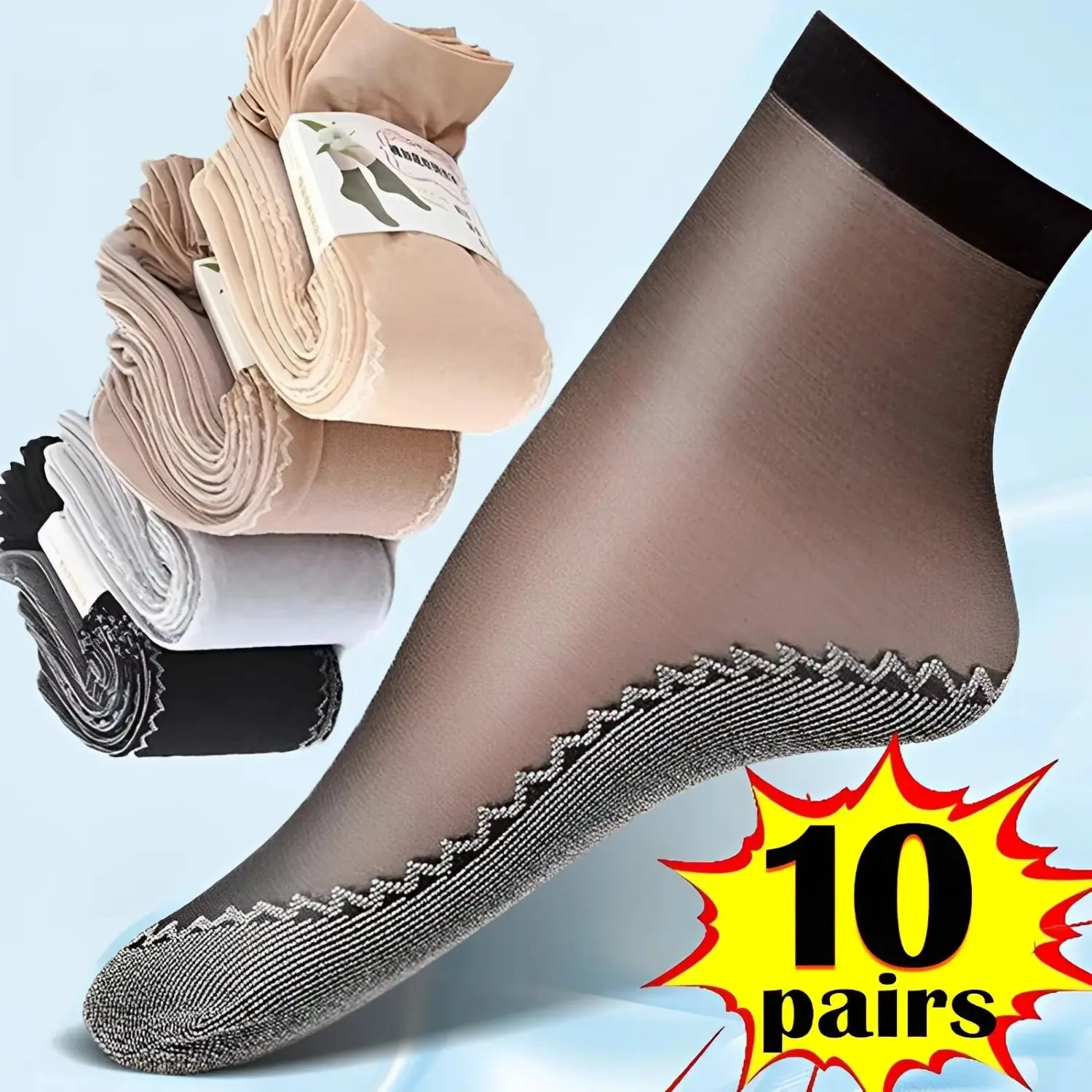 5/10Pairs Womens Socks Spring Summer Nylon Short Stocking Invisible Anti-snag Socks Transparent Ladies Ultrathin Breathable Socks