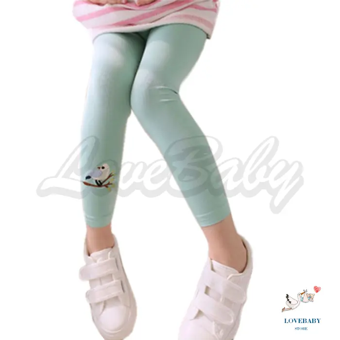 LBSJK Celana Legging Fashion Anak Panjang Elastis Motif Bordir Bahan Katun Perempuan Impor 0