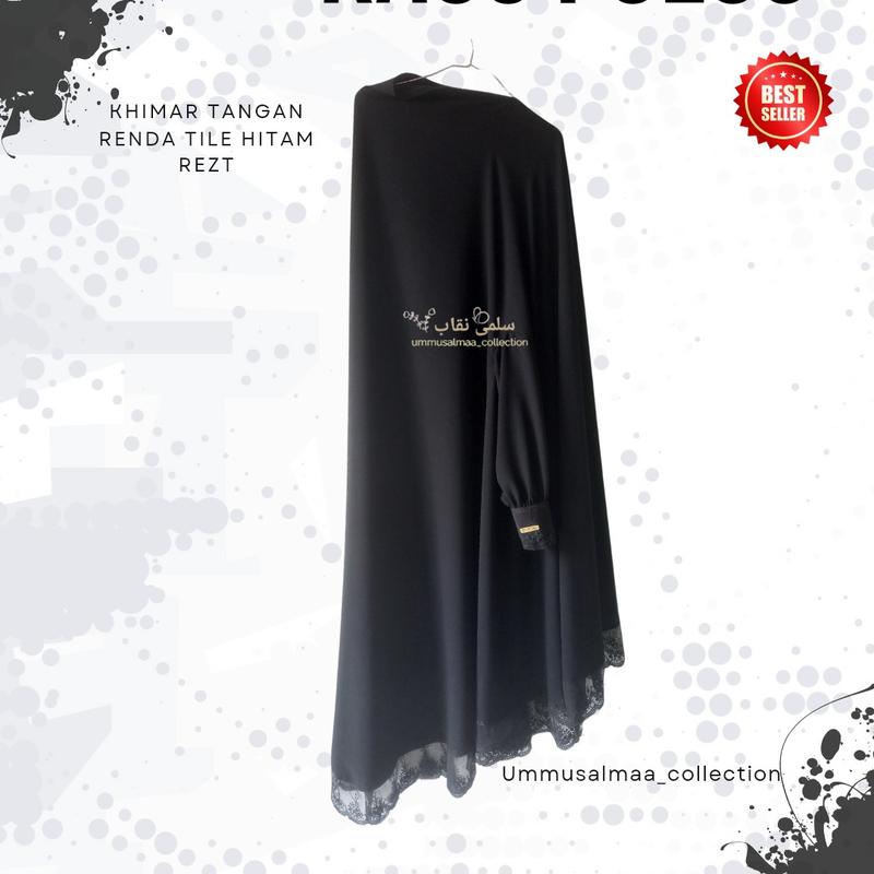 Khimar tangan renda hitam manset renda Rezt Jetblack 1