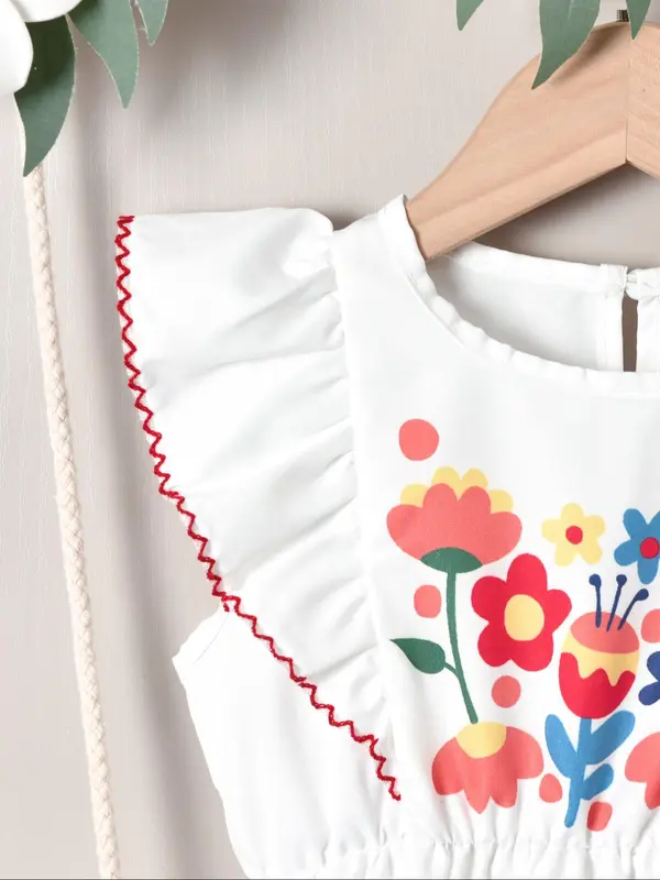 Girl's Floral Print Dress, Cute Casual Sleeveless Dress for Summer, Kids Clothes for Daily Wear 4