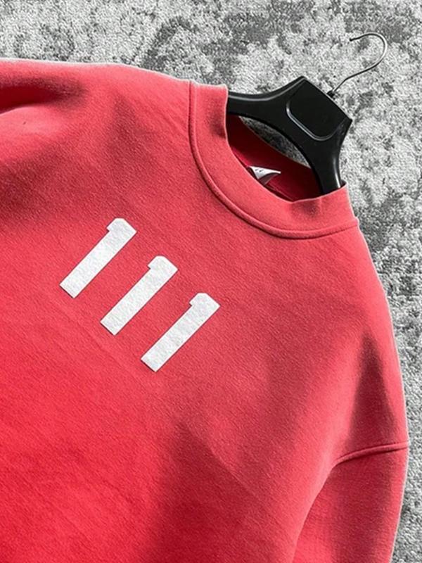 Men's Regular Fit Letter Print Drop Shoulder Sweatshirt, Casual Soft Comfy Long Sleeve Crew Neck Pullover for Spring & Fall, Fashion Men's Top for Daily Wear, Hoodie 3