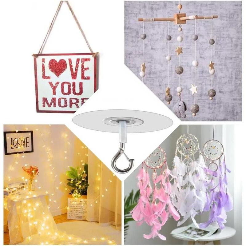 Product Introduction of Lantern Hangers Transparent Self-Adhesive Ceiling Hook Multifunctional Strong Bearing Metal Hooks Water Resistant Plants Hangers For Plants Balloons Wind Chimes 14