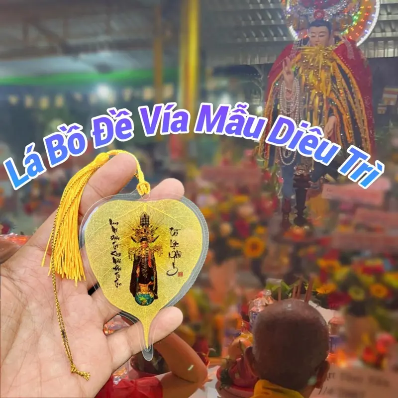 [Tặng Rùa Vàng]  Lá Bồ Đề Mẹ Diêu Trì Kim Mẫu trang trí ốp lưng, xe hơi, bóp tiền 5