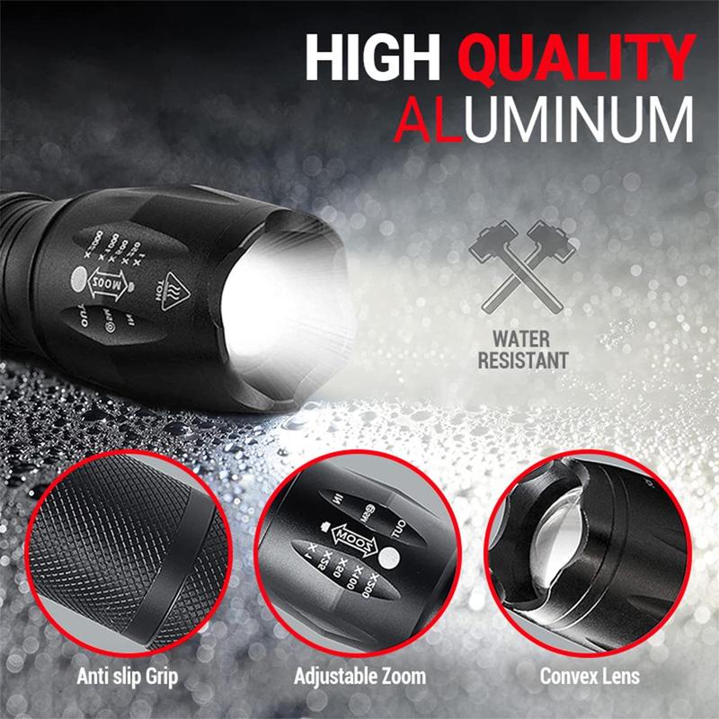 Adjustable Zoom LED Brightest Flashlight, Long Lasting LED Flashlights, Flash Light with 5 Lighting Modes, Outdoor Pocket Torch Light for Camping, Portable Flashlight for Men, Valentine's Day Gift 5