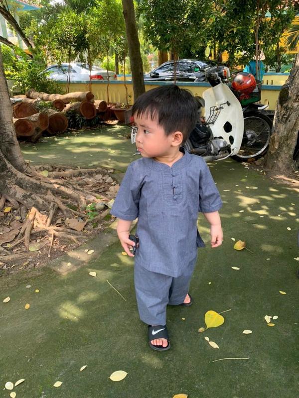 Đồ Lam Đi Chùa #Bộ Lụa 3 Nút Cho Cha và Bé Trai# Bộ Quần Áo Bé Trai# Thời Trang Trẻ Em 8