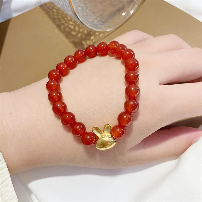 Product Introduction of Vòng Tay Mã Não Đỏ Thỏ Vàng Nhỏ Trang Sức Vàng Chiếm Phí, Năm May Mắn, Vòng Tay Thỏ, Dành Cho Nữ, Không Phai Màu, Năm Kỷ Niệm Mới Năm 2025 vòng  tay  cho  nam vòng  trầm  hương vòng  trầm  hương 6
