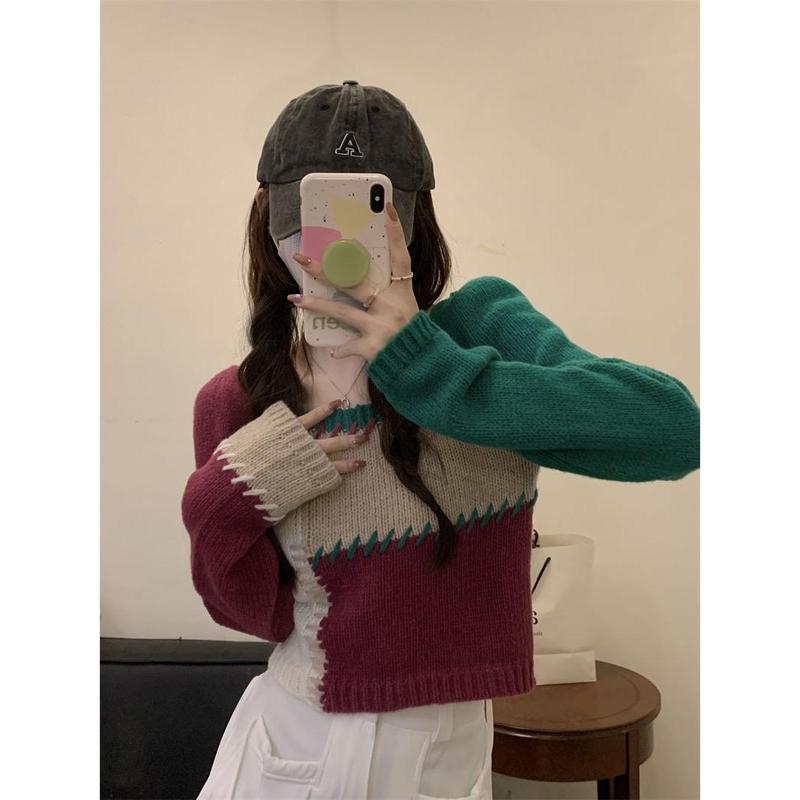 Áo Len Dài Tay, Dành Cho Mùa Thu Và Mùa Đông, Cổ Áo Vuông, Ôm Sát, Áo Hở Eo Nữ Women