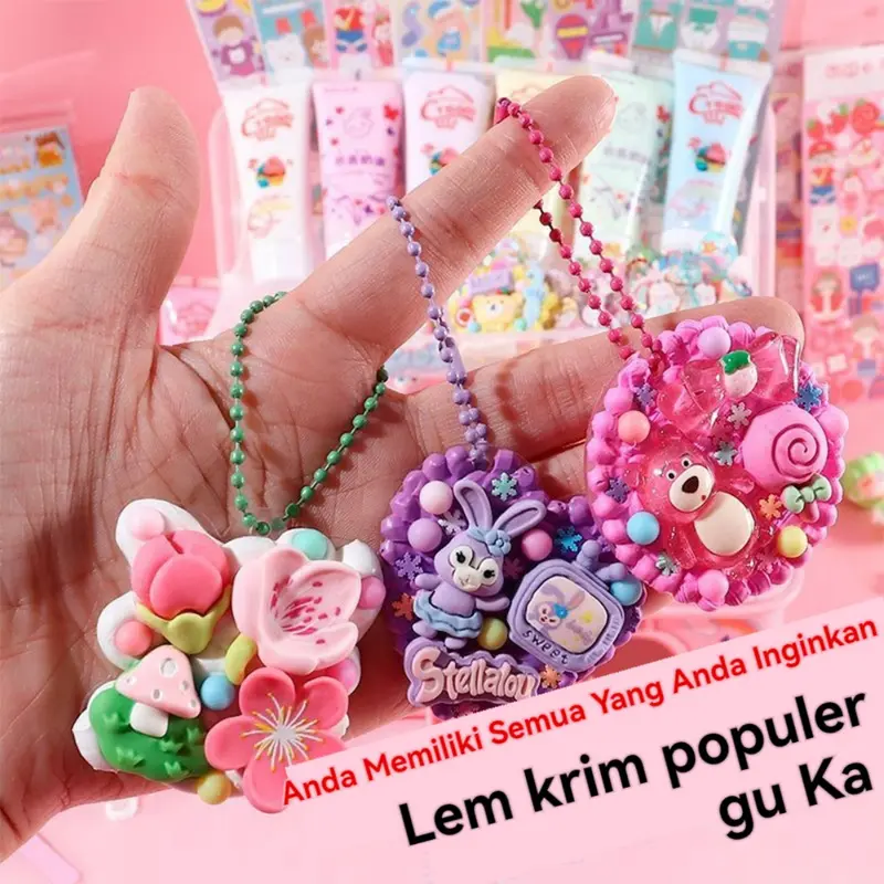 303Pcs Set Mainan DIY Cream Adhesive & Dekorasi Krim Tanah Liat, Set Lengkap Alat Kreatif untuk Anak, Stiker Krim, Alat Dekorasi, dan Mainan Edukasi untuk Mengembangkan Keterampilan Motorik Halus Anak-anak 1