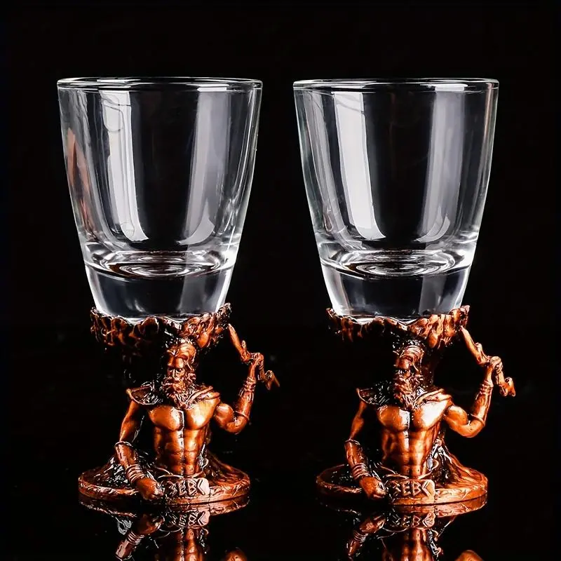 Greek God Design Whiskey Glass, 2 Counts Creative Exquisite Whiskey Cup, Drinking Cup for Home Office Use, Gift for Friend & Family
