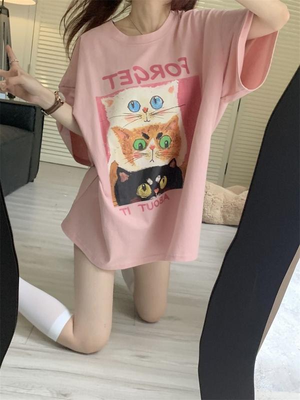 Product Introduction of GgFashion Áo Thun Nữ Phong Cách Hàn Quốc Rộng Cổ Tròn Dễ Thương Màu Hồng Phù Hợp Với Mọi Kích Cỡ Trong Mùa Hè. Top 16