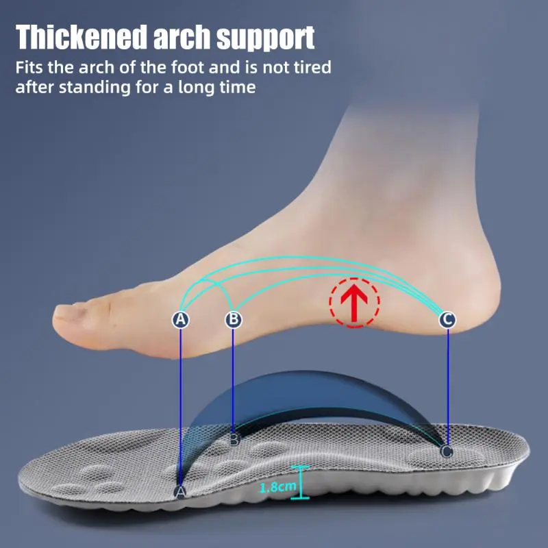 Đế Lót Giày Thể Thao 4D, Đế Chạy Siêu Mềm Cho Bàn Chân, Giỏ Hấp Thụ Sốc, Đế Giày, Hỗ Trợ Vòm 1