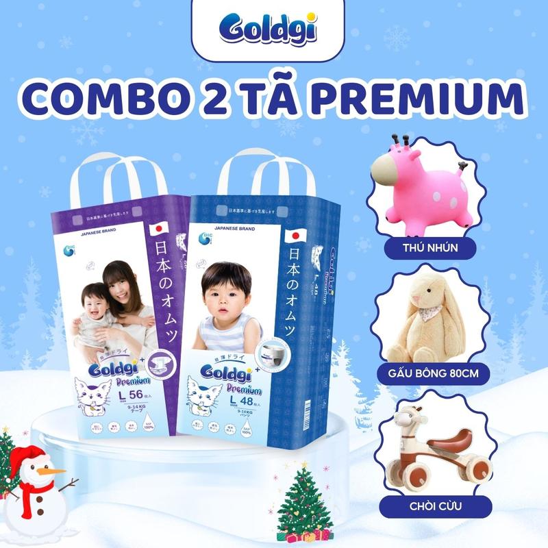  Combo 2 bịch Bỉm Goldgi Premium Cho Bé Đủ Size 