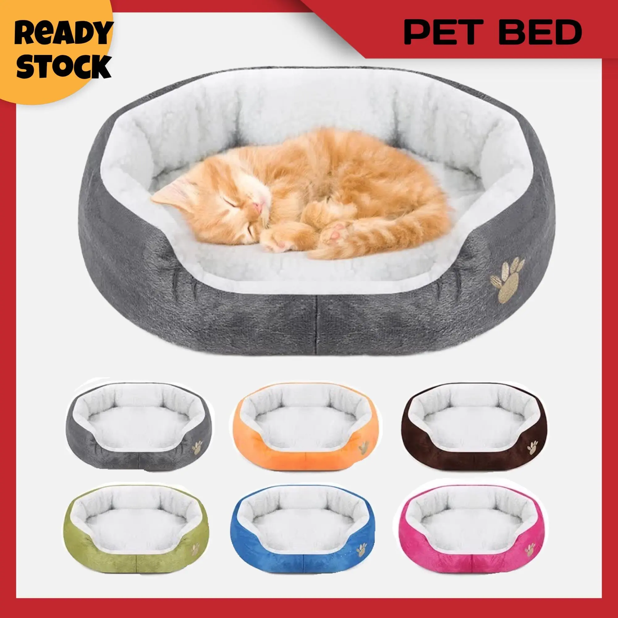 Pet Paradise Little Paw Pet Bed Comfy & Soft Katir Kucing Tempat Tidur Kucing Lembut Selesa