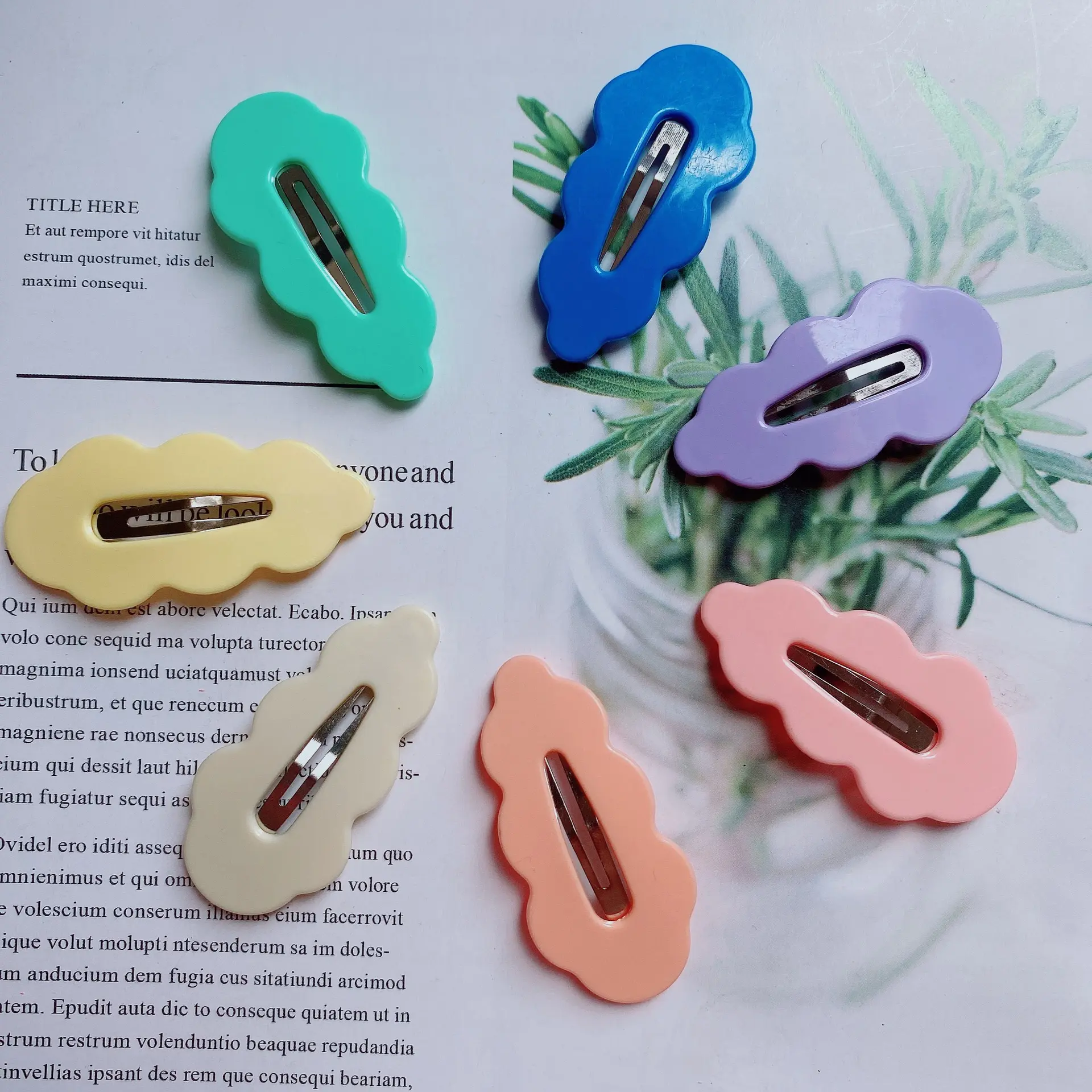 Kẹp Phá Cách Sóng Mới, Kẹp Tóc Tự Làm Bằng Keo Kem Cho Trẻ Em, Ngọt Ngào Và Dễ Thương, Màu Pastel Kẹp BB Giọt Nước Nữ Women