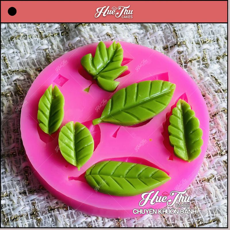 Khuôn silicon Chiếc Lá (vỉ tròn 8 lá / 6cm) đổ tạo hình bánh rau câu 3D, 4D