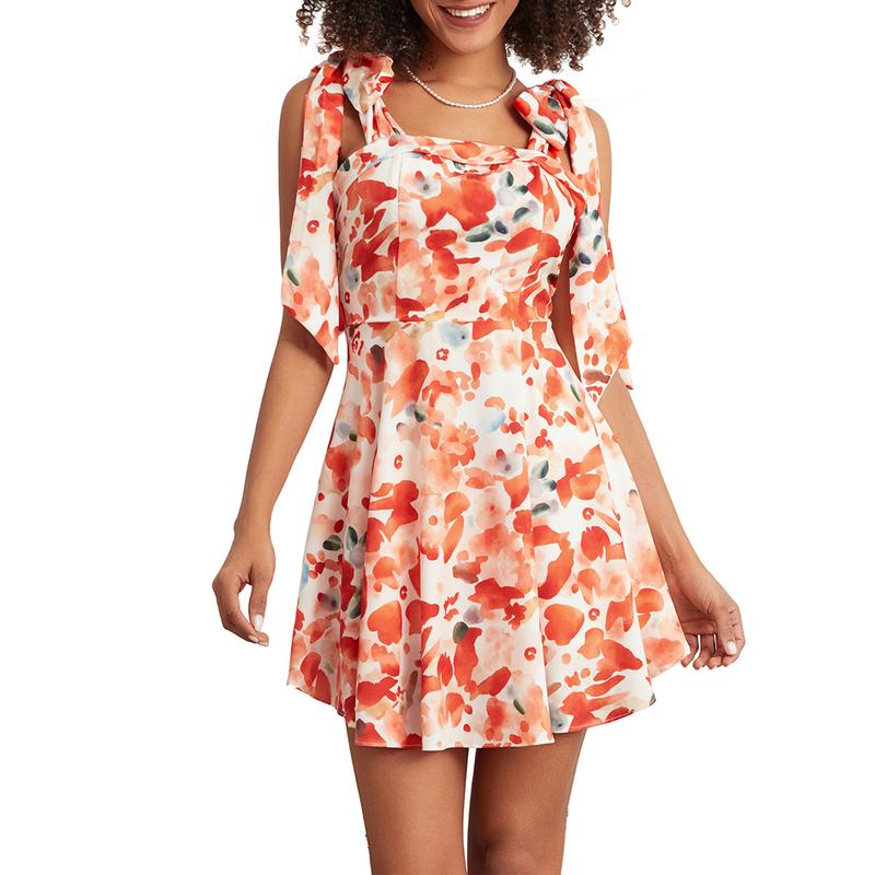 Casual Elegant Floral Split Joint Stringy Selvedge V Neck Waist Skirt Dresses Casual Elegant Floral Split Joint Stringy Selvedge V Neck Waist Skirt Dresses