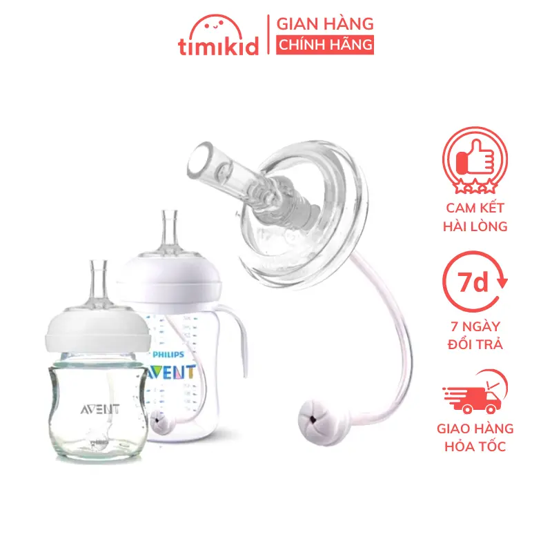 Ống Tập Hút Bình Sữa Avent Natural Cho Bé 360º Tặng Kèm Hộp Đựng 0