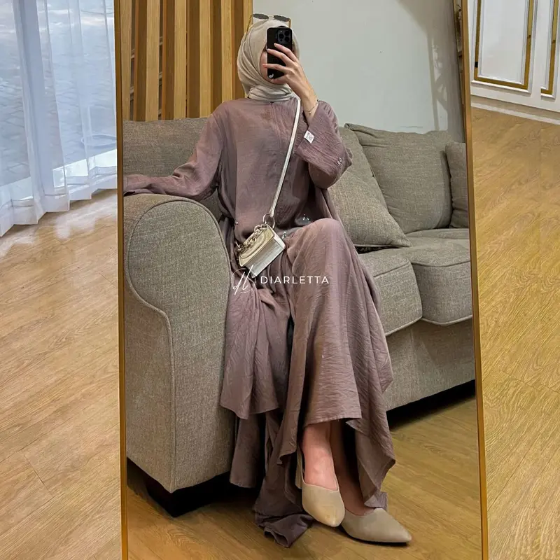 Berlianna Set Rok Permata Payet Polo Linen Busui Friendly Rok Umbrella  Diarletta Premium Quality 6