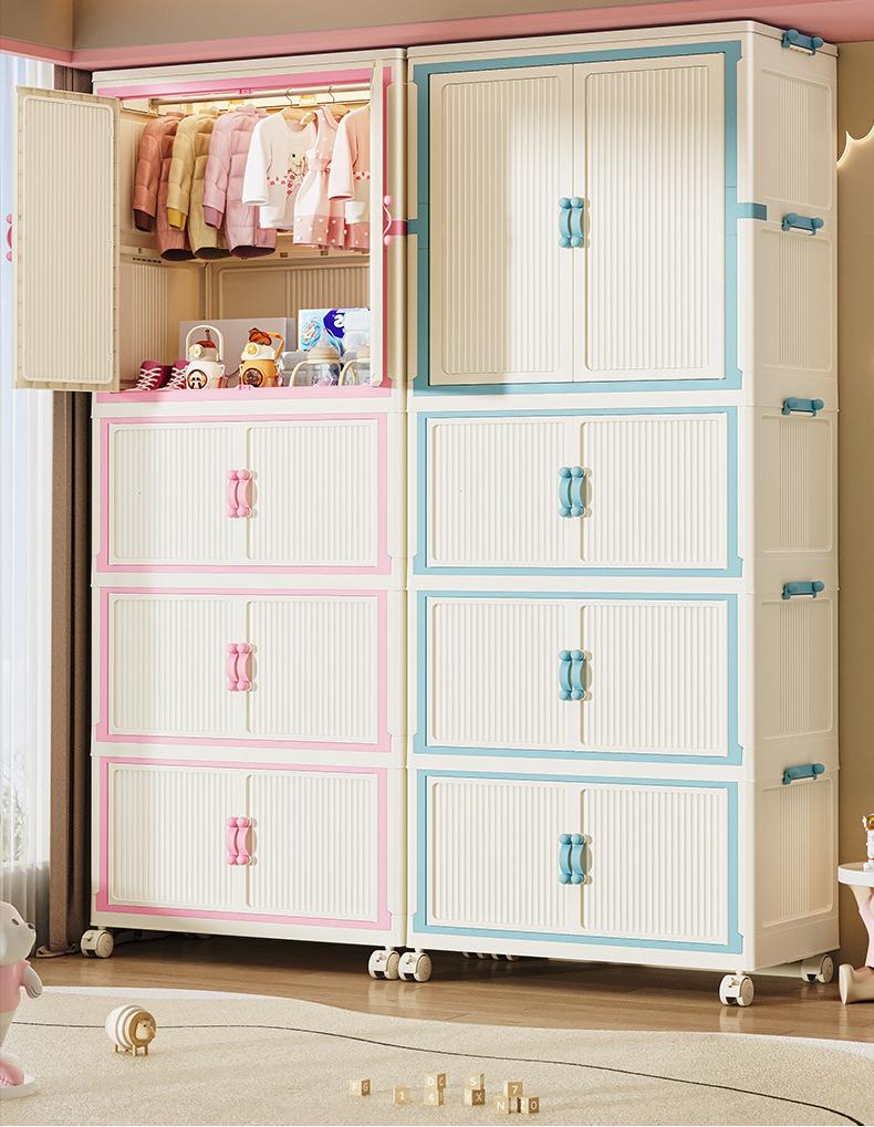 Product Introduction of Household Wardrobe Installation-Free Clothing Storage Cabinets Open Door Foldable Transparent Storage Box Multi-Layer Plastic Locker Organiser 4