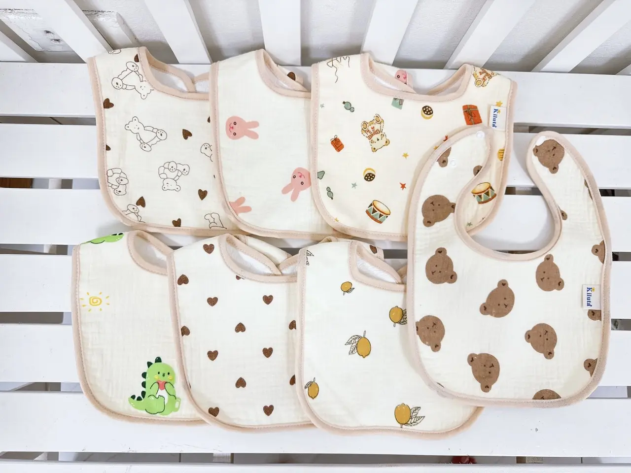 Combo 3 Yếm Vuông Muslin Chống Thấm Dày Dặn, Mềm Mại Thấm Hút Tốt Cho Bé (Yếm CT Mới) l Xô Muslin