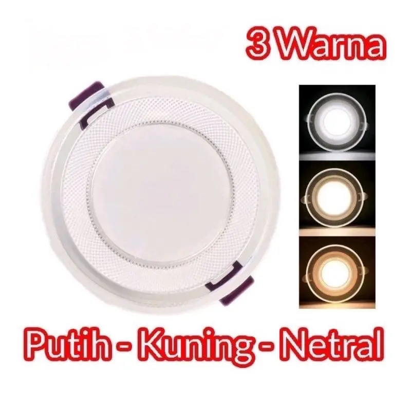 LAMPU DOWNLIGHT LED 3 WARNA 6WATT / KUNING BIRU UNGU / PUTIH KUNING WARMWHITE / PANEL LED /LAMPU PLAFON Saklar 3