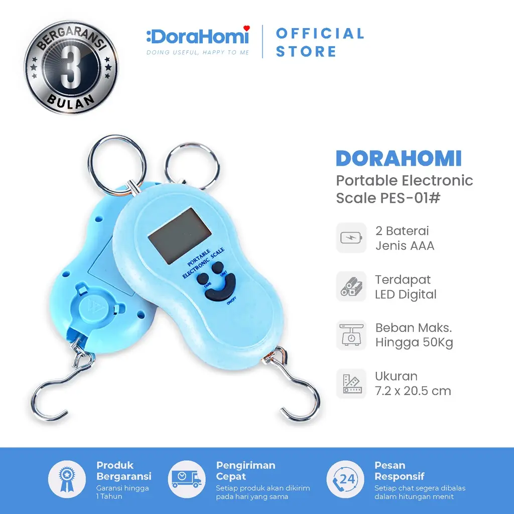 Timbangan Gantung Digital Portable Dorahomi Kapasitas 50kg dengan LCD Display