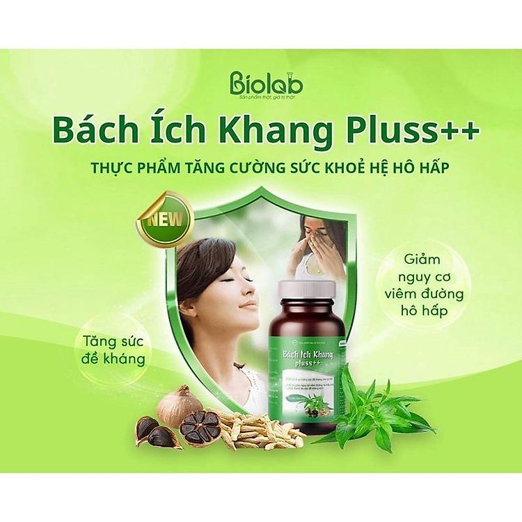 Product Introduction of BÁCH ÍCH KHANG PLUSS++ Biolab (Hộp 30 viên) Hỗ trợ tăng sức đề kháng- Giảm nguy cơ viêm đường hô hấp trên mũi, hầu, họng. [Hàng chính hãng] 1