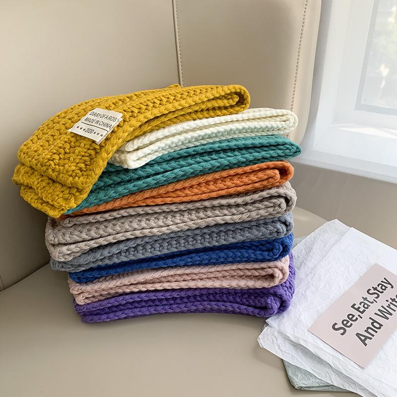 Korean New Solid Color Knitted Wool Children's Scarf Autumn Winter ...