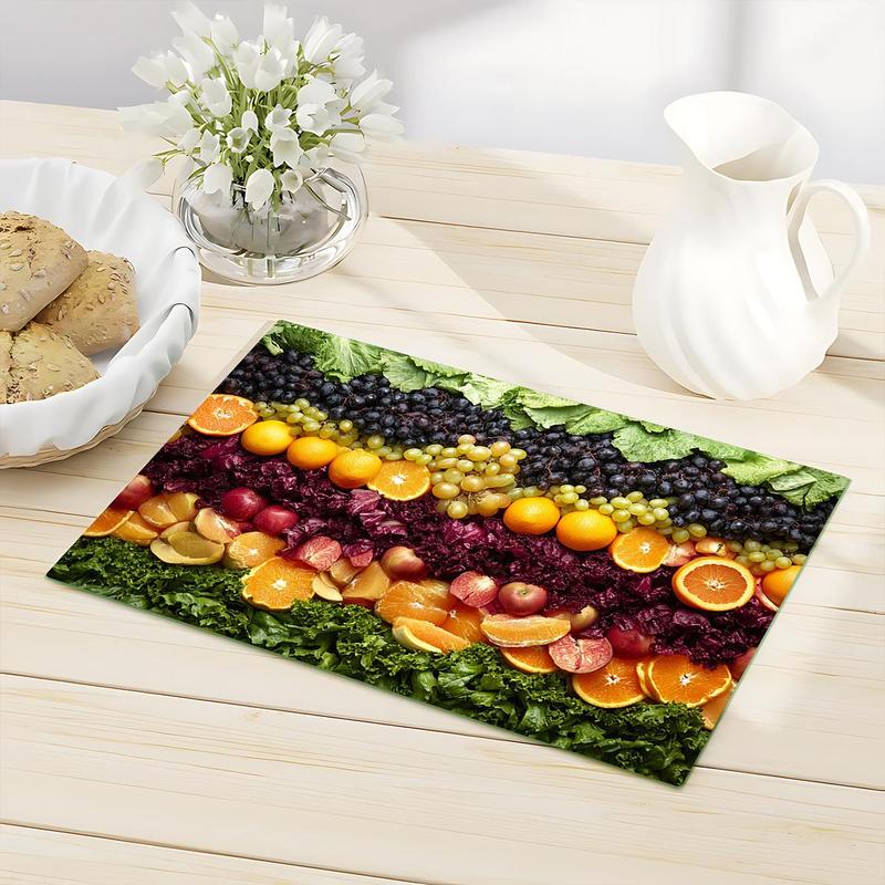 Fruit & Vegetable Pattern Kitchen Cutting Board, Durable Heat Resistant Non-slip Chopping Board, Kitchen Decor Supplies 5