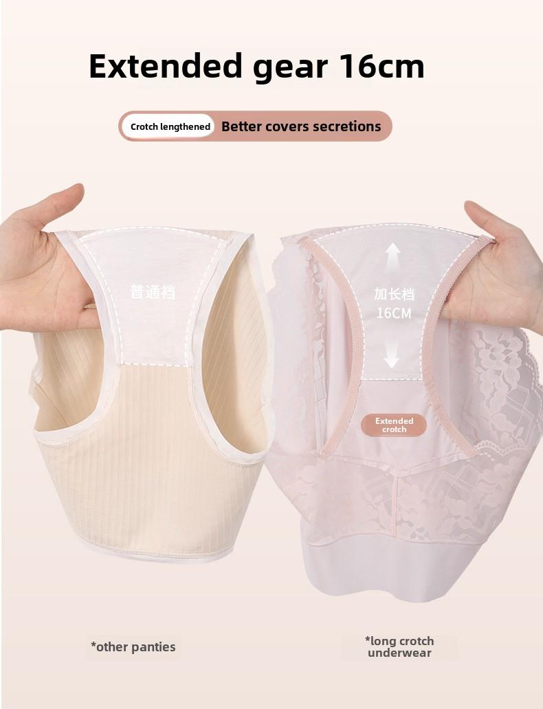 Product Introduction of Sexy underwear women's lace large size high waist extended crotch 7A antibacterial thin section seamless 200 pounds plus fat for women Panty Womenswear 11