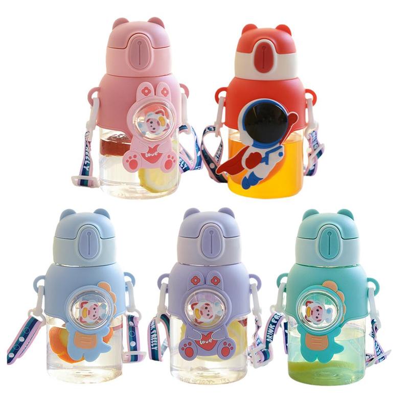 Product Introduction of Kawaii Children's Water Bottle With Straw And Shoulder Strap 600ml Cute Large Capacity Toddler Water Bottles 27