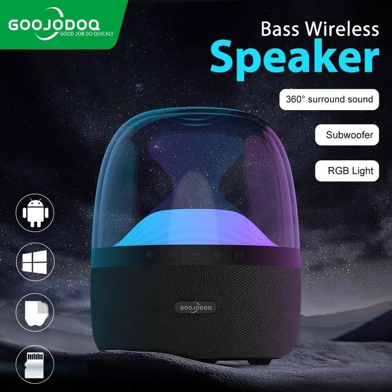 Goojodoq Loa Bluetooth Mini Không Dây Di Động TWS 5.3 LED HiFi Hộp Loa âm trầm Ngoài Trời Hỗ Trợ USB 3.5 Mm Thẻ AUX TF Củ Loa Nghe Nhạc