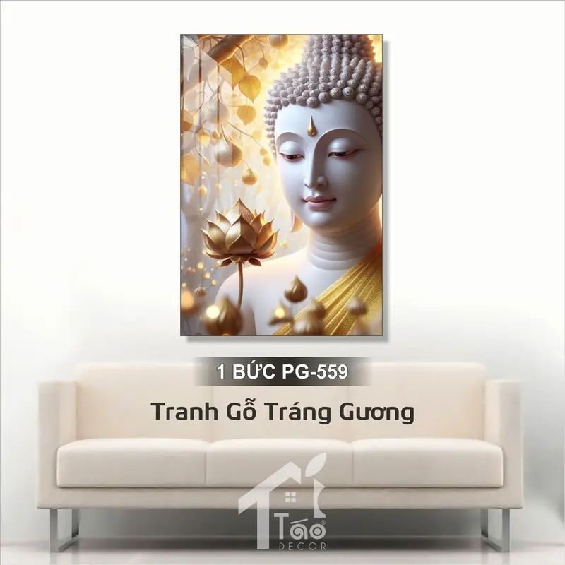 Tranh Gỗ Tráng Gương Phat Giao Tranh Treo Tường Phòng Khách, Tranh Decor Phòng Tho Tặng Kèm Móc Treo Và Đinh Ba Chân 4