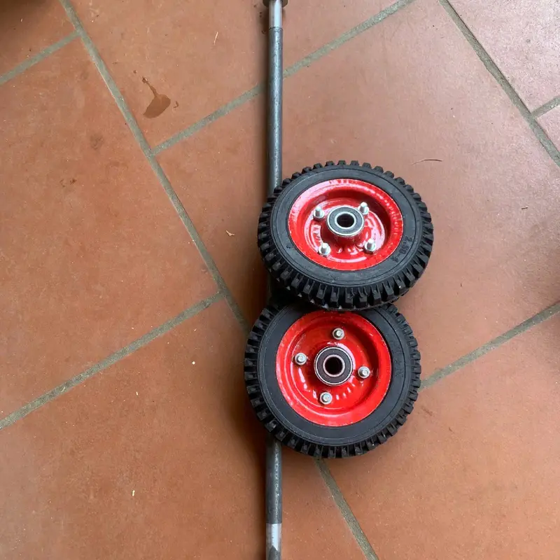 bộ 2 bánh xe 20cm & trục phi 17 dùng để chế xe đẩy hàng 4