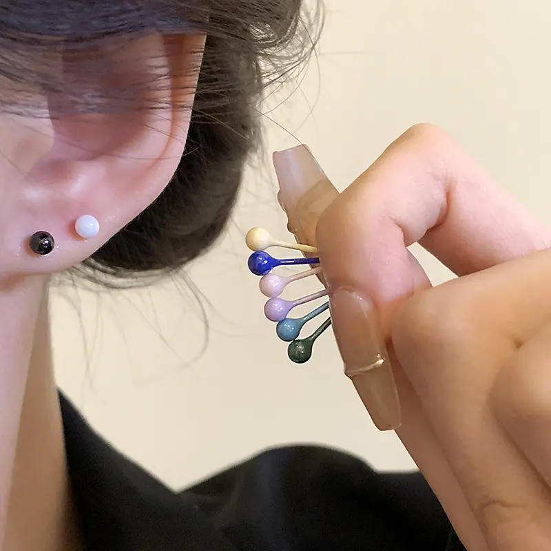 Ear Rods Channel Accessory Biological porcelain stud earrings, ear hole earrings, titanium alloy ...