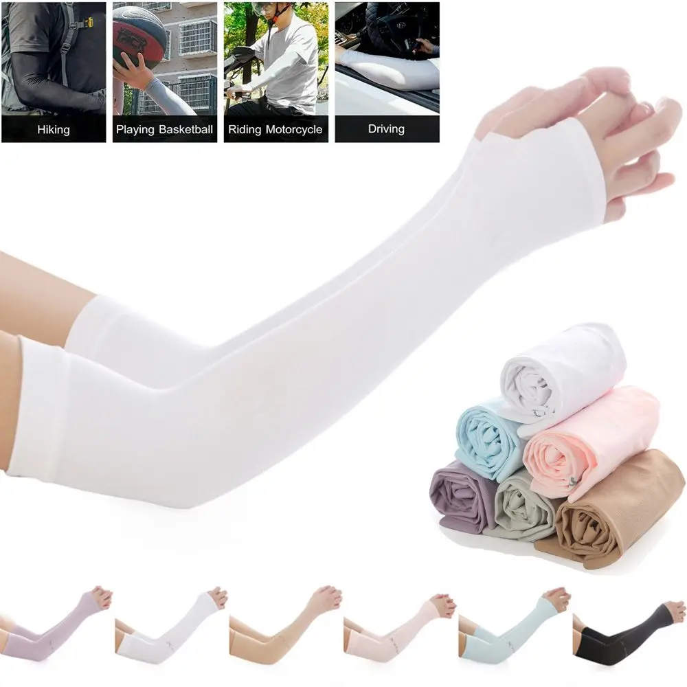 Anti UV Running Sportswear Cycling Gloves Long-sleeved Glove Sunscreen Ice Sleeves Repel Mosquitoes Arm Sleeves Half Finger Sleeves Women Sunscreen Sleeves Sun Protection Gloves Sun UV Protection Hand Cover