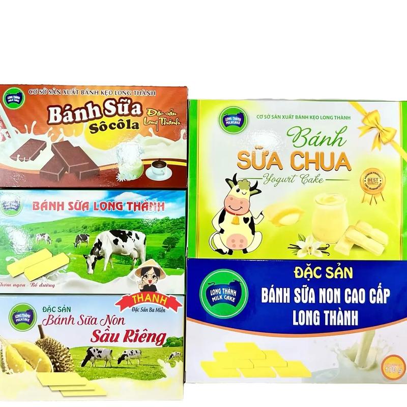 Combo 62 Bánh Sữa 5 Hộp Các Loại Đặc Sản Long Thành Bánh sữa Socola bánh sữa non bánh sữa sầu riêng bánh sữa chua Snack Food Ăn Vặt Bánh Quy Thức Ăn Socola Sô Cô La Bánh Sữa Tươi Bánh Sữa Long Thành