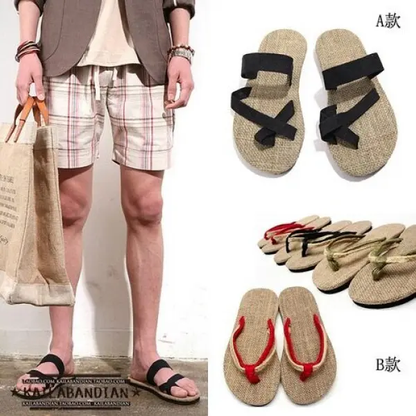 Dép Xỏ Ngón, Phong Cách Hàn Quốc, Áo Phông Cặp Đôi, Chất Liệu Vải Lanh Dệt, Che Ngón Chân, Dép, Dành Cho Nam Và Nữ, Chống Trượt, Thường Ngày, Dép Xỏ Ngón Đi Biển Ngoài Trời Đế Bằng DéP