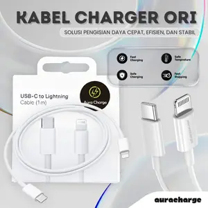 AuraCharge - Kabel Lighting Fast Charge 20W ip 5/5s/6/6s/7/8/SE/X/XR/XS/XS Max/11/12/13/14 Resmi