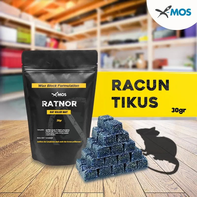X-MOS Ratnor Umpan racun tikus mati kering 30 gr tanpa bau 0