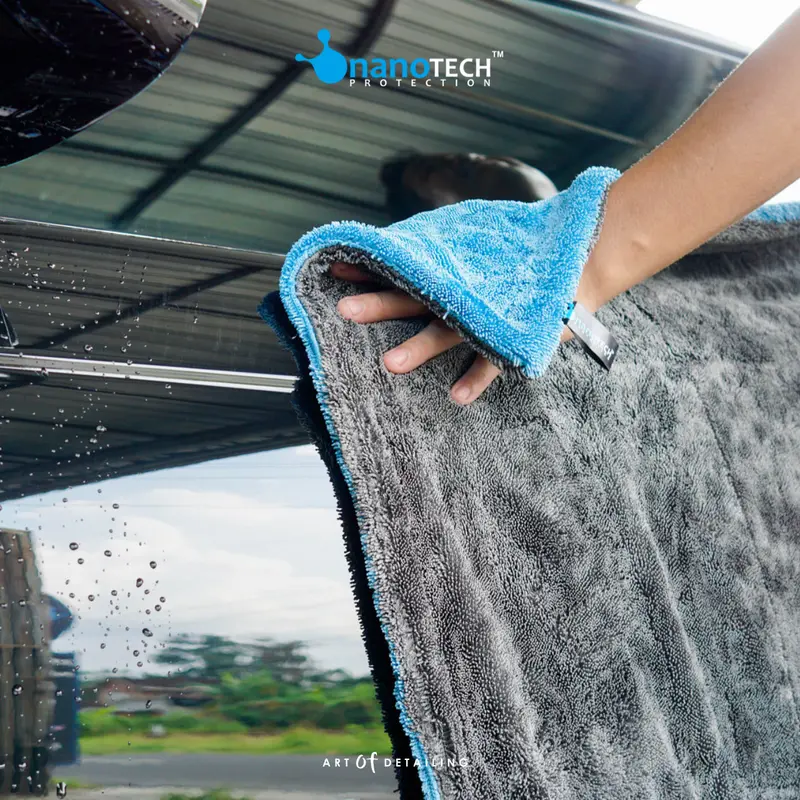 700 GSM | 90cm X 70cm | DUAL SIDE TWISTED DRYING TOWEL - nanoTECH PROTECTION - HANDUK LAP PENGERING MOBIL MOTOR Air Car Kendaraan 8