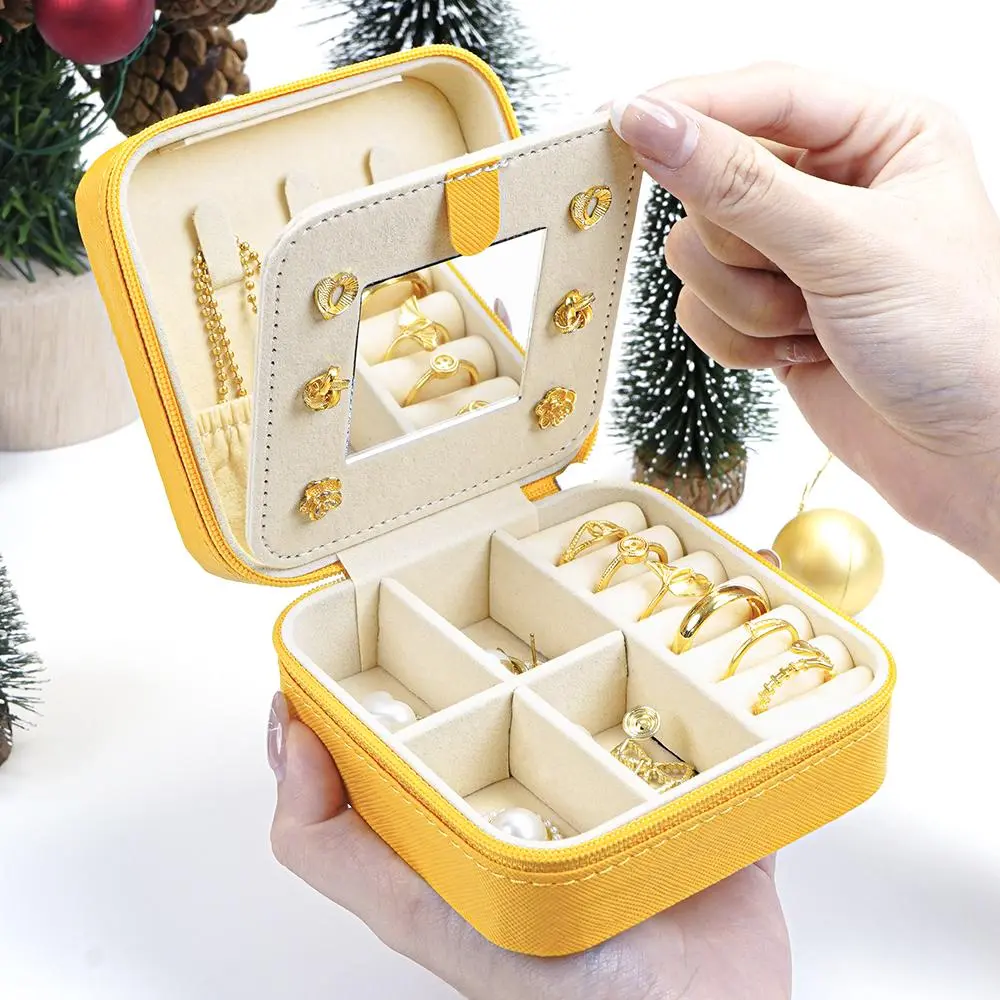 Multi-grid Jewelry Storage Box, 1 Count Portable Mini Jewelry Organizer with Mirror, Compact Storage Organizer for Home & Travel, Travel Accessories,  Stackers Jewellery Box