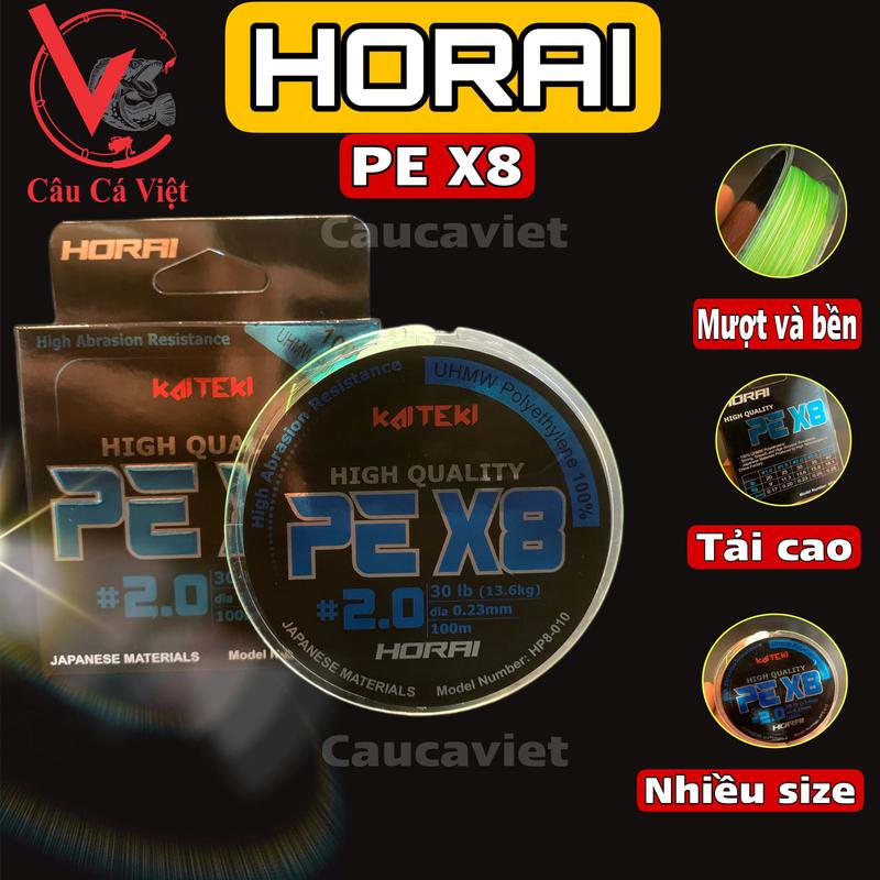 Dây PE HORAI câu lure, cuộn 100m siêu bền, giá rẻ.