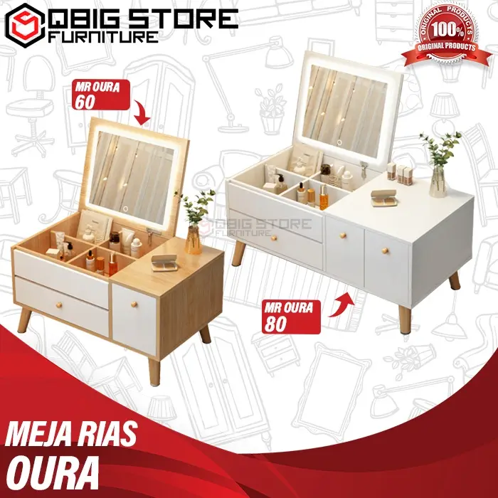 Meja Rias Mee Do Lampu Cermin Dressing Table Foldable