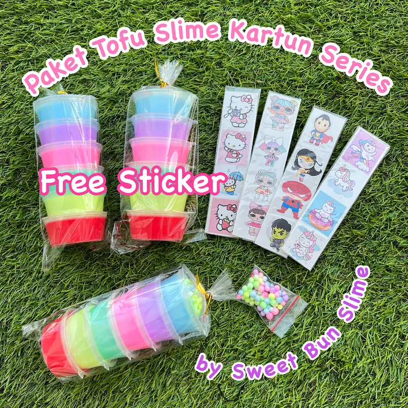 Paket tofu slime isi 6 wangi kartun series FREE sticker 0