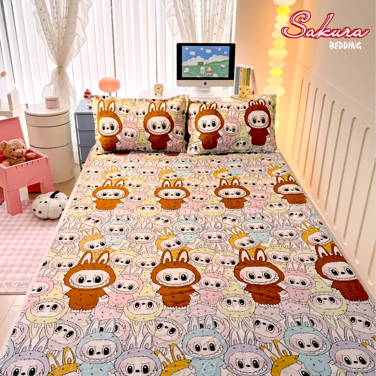 Bộ ga gối poly cotton Sakura Shop dùng cho nệm dưới 10cm, sẵn cỡ 1m2x2m, 1m4x2m , 1m6x2m, 1m8x2m