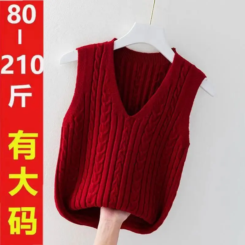 Áo Len Vest, Thời Trang Nữ, Thích Hợp Cho Mùa Xuân, Mùa Thu Và Mùa Đông, Dáng Rộng Vừa Vặn, Không Tay, Có Thể Mặc Ngoài Trời, 40,00 Kg-100,00 Kg Cổ Tròn Women Top